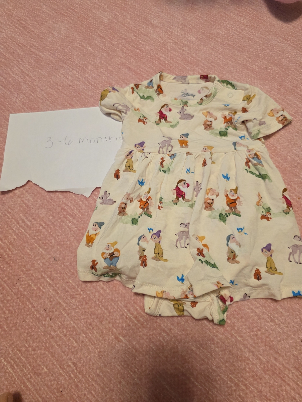 Disney Cream Baby Dress Romper with Colorful Snow White Character Print